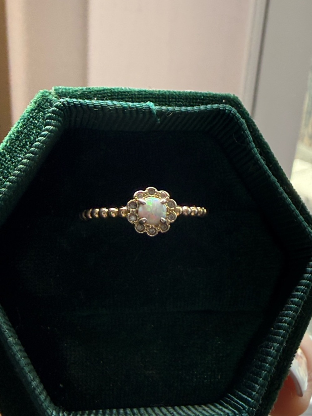 Gold Opal Flower Ring - s925 - Gold plated